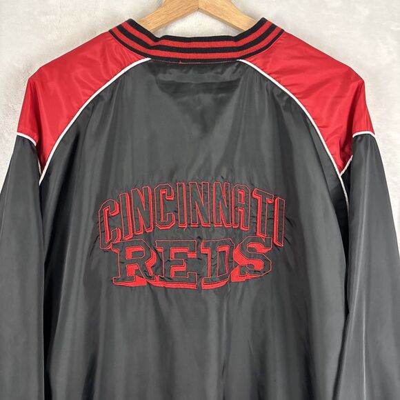 MLB Cincinnati Reds Pullover Windbreaker Jacket V-Neck Size 2XL Red Black - Picture 5 of 6